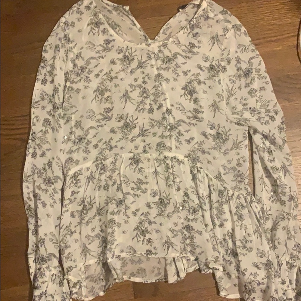 Zara sheer sequin detailed blouse